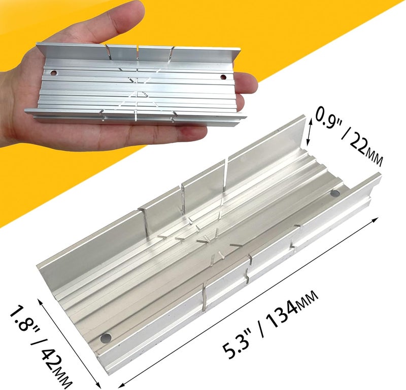 Hanpex Metal Small Aluminum Miter Box 5.3 Inch Small Tiny Mitre Box for Manual Saw for Hand Saw 3 Cutting Angles - Ideal For Cutting Wood and Soft Metal - Image 2